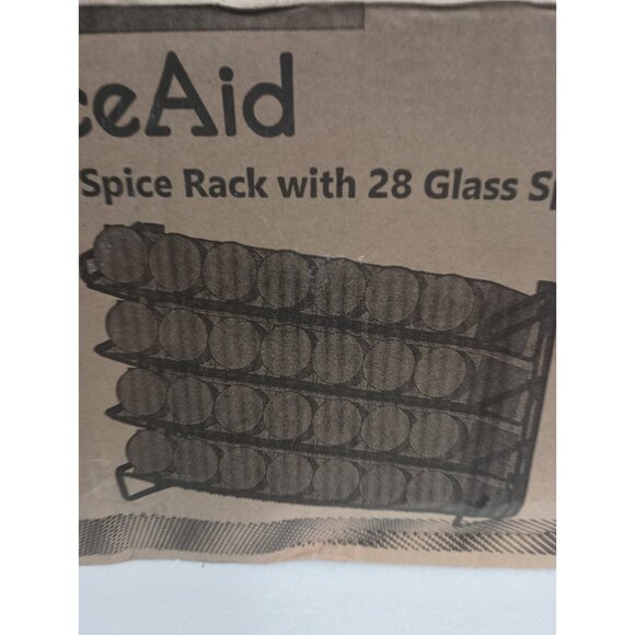 Space Aid 4 Tier Spice Rack Organizer With 28 Glass Spice Jars With Box NEW - Picture 2 of 5